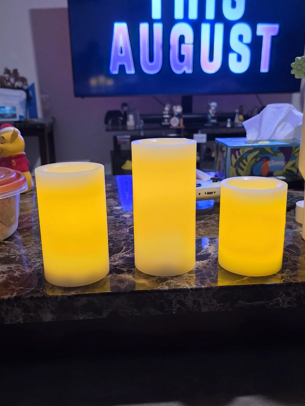 Threshold Warm Yellow LED Pillar Candle Set - 3 Pack